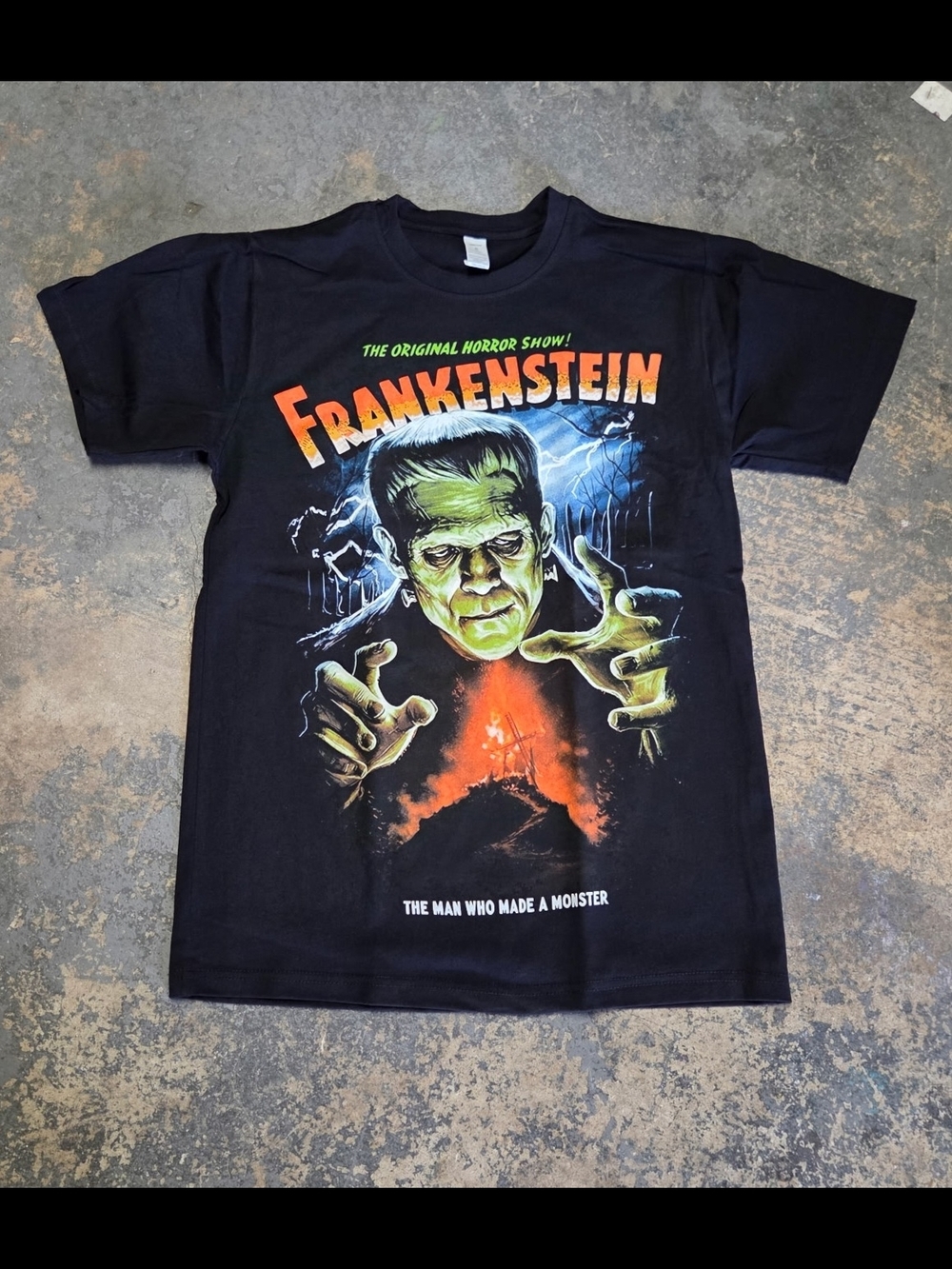 Frankenstein Graphic Black T-Shirt - Classic Horror Design
